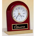 Rosewood Piano-Finish Clock w/ Gold Metal Base (4"x5")